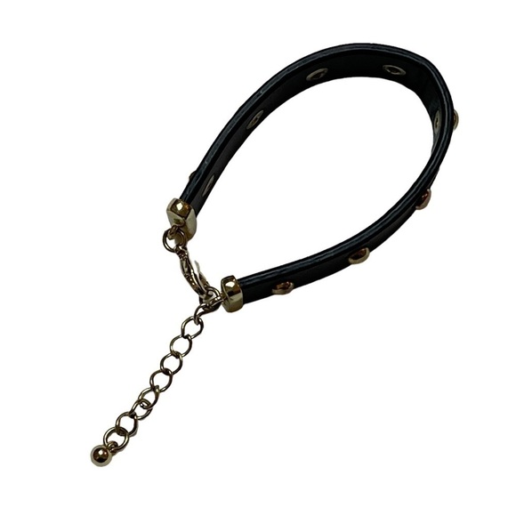 Dark Brown Leather Studded Bracelet with Adjustable Length Clasp Closure - Picture 8 of 10